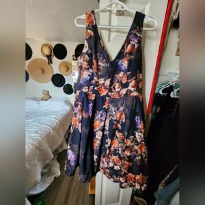 City Chic Hydrangea Print Fit and Flare Dress NWOT. size 16.